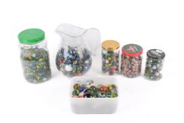 Large collection of assorted mostly 20th century glass marbles, various sizes.