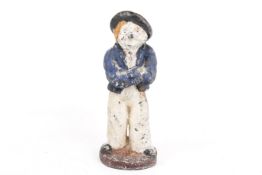 A Victorian Jacques London cold painted cast iron sailor door stop.