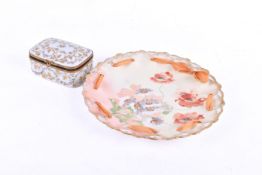 A Limoges porcelain trinket box and a French ribbon plate.