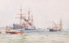 Charles Dixon, late 19th/early 20th century, watercolour, ships and steamers.