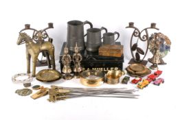A collection of assorted metalware items.