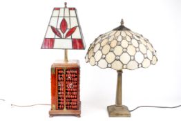 Two Tiffany style table lamps.