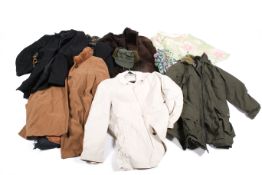 A box of assorted adult clothing.