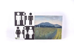 Two assorted paintings on canvas. Including landscape, signed lower right, 71cm x 61cm, etc.