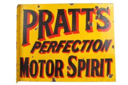 'Pratt's Perfection Motor Spirit' double sided flanged enamel advertising sign.