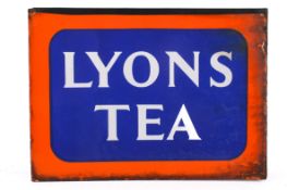 'Lyons Tea' flanged double sided advertising enamel sign.