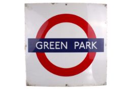'Green Park London Underground' enamel station sign.