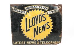 'Lloyd's News' enamel advertising sign.