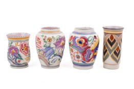 Four assorted mid-century Poole Pottery vases.