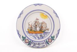 A mid-century Poole Pottery ship dish 'Primrose Poole 1588'.