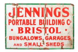 'Jennings Portable Building Co. Bristol' enamel advertising sign. 91.