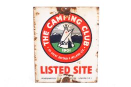 '1901 Listed Site, The Camping Club of Great Britain & Ireland Ltd', enamel sign. 25.5cm x 30.
