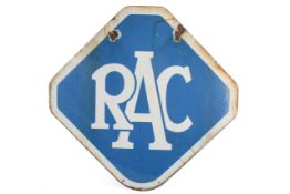 RAC diamond shaped enamel double sided advertising sign.