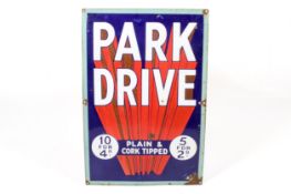'Park Drive' enamel advertising cigarette sign. 50.