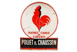 'Poliet & Chausson, Platres Chaux Ciments', French enamel point of sale advertising sign.