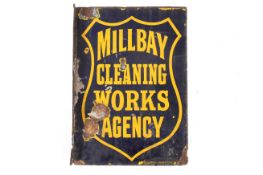 Millbay Dye flanged double-sided enamel advertising sign. 30.5cm x 43.