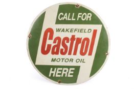 'Castrol Motor Oil Wakefield' circular enamel advertising sign. Diameter 40.