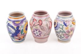 Three Poole Pottery vases, shape 439.