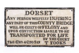 Dorset cast metal bridge warning plaque signed by 'T Fooks'. 51cm x 28.