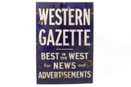 Western Gazette newspaper enamel advertising sign.