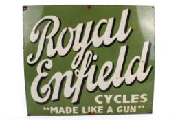 'Royal Enfield Cycles, Made Like A Gun' enamel adverting sign.