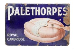 'Palethorpes Royal Cambridge' pork sausages enamel advertising sign.