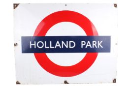 'Holland Park London Underground' enamel station sign.