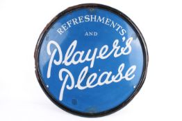 'Refreshments and Player's Please' blue enamel advertising sign.
