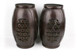 A large pair of Japanese Meiji period bronze lanterns.
