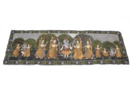 A large Indian pichvai painting on cotton of deities and attendants.