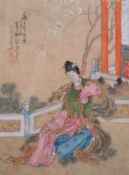 A 19th century watercolour on silk of a Chinese lady.