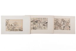 Three 19th century Japanese colour woodblock book prints.