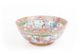 A large late 19th century Chinese Canton enamel porcelain bowl.
