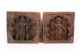 A pair of 20th century Indian wood carvings.