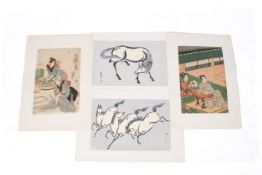 Four 19th and 20th century Japanese woodblock prints.