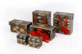 An early 20th century Japanese miniature set of jewellery drawers.
