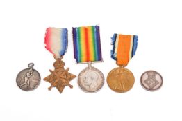 A set of WWI medals and two boxing medallions. The medals awarded to DVR R.W.J.