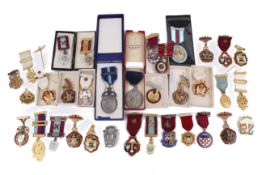 An assortment of masonic regalia.