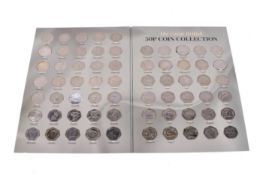 An album of sixty-four 50p coins. Including Kew Gardens, etc.