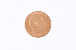 A 1905 half sovereign coin.