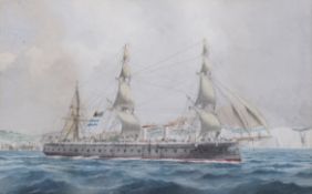 A 20th century maritime watercolour. Plaque to the frame reads 'H. M. S.