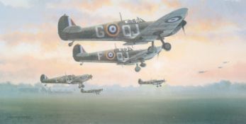 Philip E West (1949-1997), signed coloured print 'First Light - Battle of Britain July 1940',