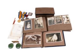 A group of World War medals, a silver vesta and ephemera.