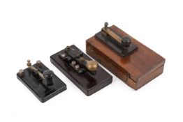 Three 20th century military morse code keys. Comprising British Marconi Air Ministry (A.M.