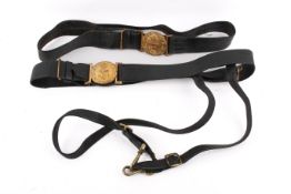 Two 20th century naval officer's sword belt suspenders by Gieves Limited.