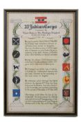 A signed WWII commemorative poster honouring the '33 Indian Corps commanded by Lieutenant General