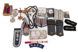 An assortment of military collectables.