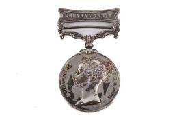 An Indian Mutiny 1857-59 medal. Awarded to Thos Barclay, 71st High L. I. with a Central India bar.