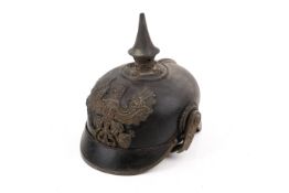 A WWI Imperial German Prussian Pickelhaube helmet.