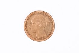 An 1886 Victoria sovereign coin, Melbourne.